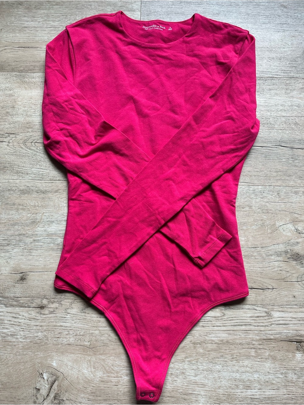 Abercrombie & Fitch Bright Pink Lined Long Sleeve Bodysuit -Size Small